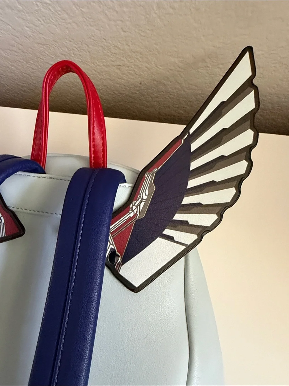 Loungefly Kids Red, White & Blue Falcon and Winter Soldier Shield Mini Backpack